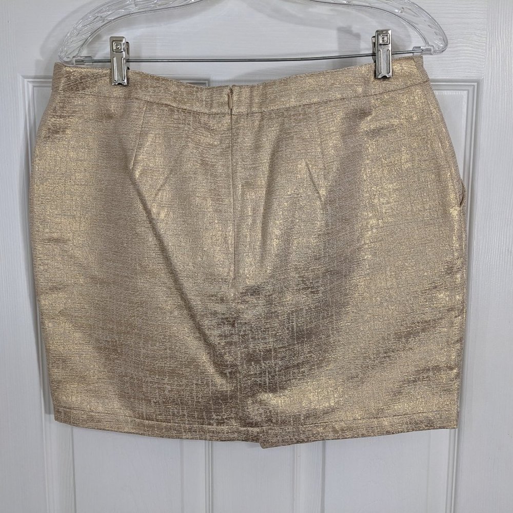 Cache Cache Metallic Gold Faux Wrap Side Pockets … - image 2